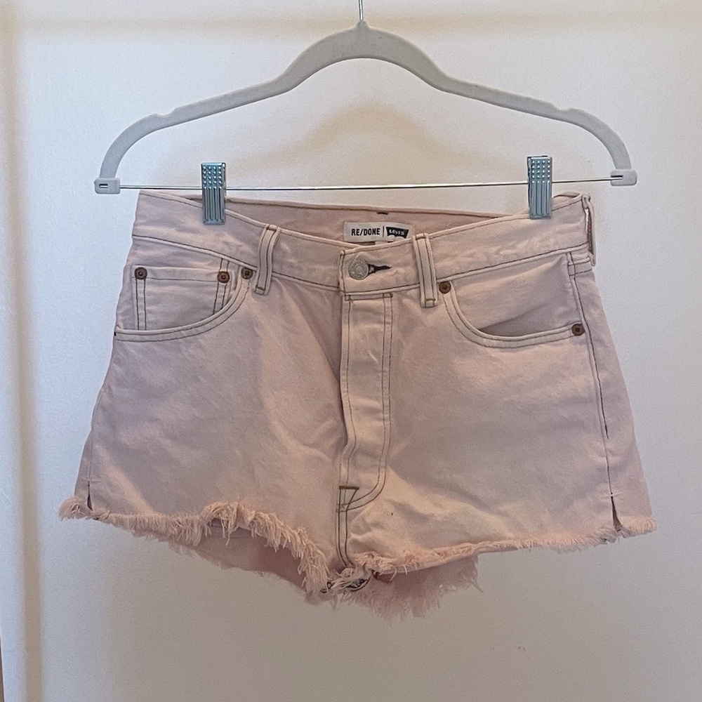 Re/Done pink cut off shorts